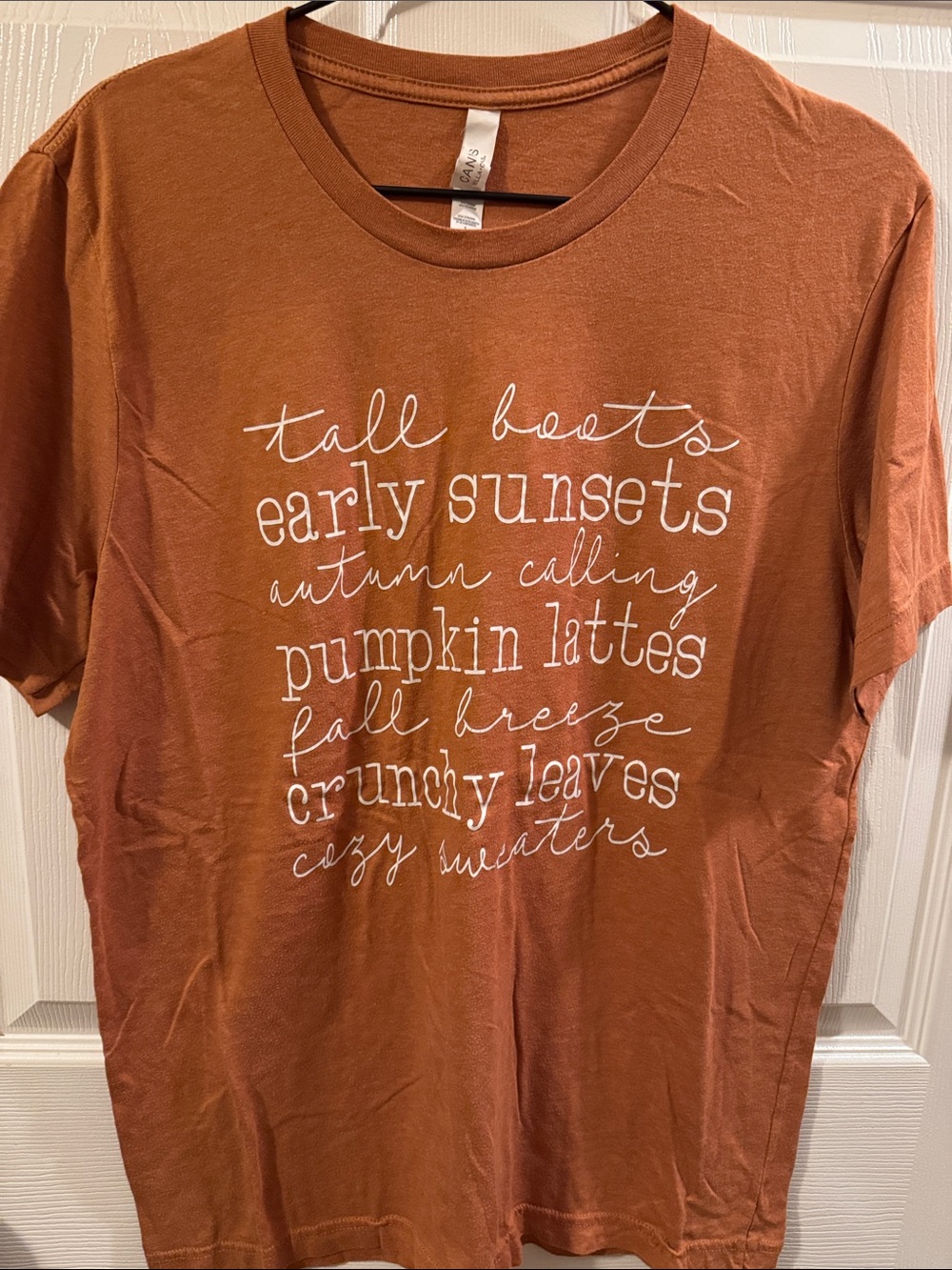 Rust Graphic Tee with Autumn Script
